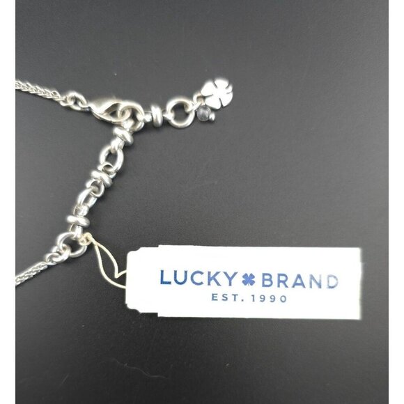 NWT Lucky Brand Silver-Tone Turquoise Flower Necklace With Adjustable Chain - Picture 4 of 8